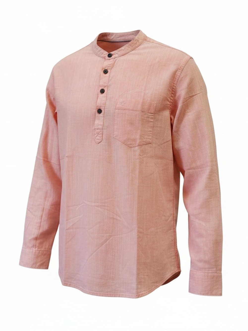 Men's Mandarin Collar Long-Sleeve Shirt - Pink Netplay Sz M